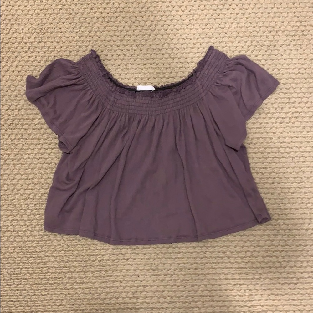 purple off the shoulder top